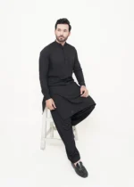 Black Shalwar Kameez (Ban Collar) - Image 3
