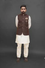 Dark Brown Front Motive Waistcoat - Image 2