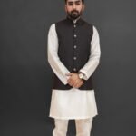 Black Plain Waistcoat by Azlan Shahzad