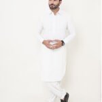 Off-White Shalwar Kameez (Collar) by Azlan Shahzad
