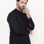 Black Shalwar Kameez (Ban Collar) by Azlan Shahzad