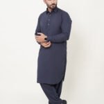 Grey Shalwar Kameez (Collar) by Azlan Shahzad