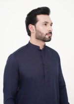Navy Blue Shalwar Kameez (Ban Collar)