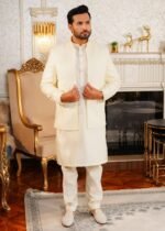 Cream Self-Jacquard Prince Coat