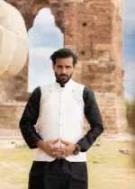 Dual-tone White Textured Designer Waistcoat